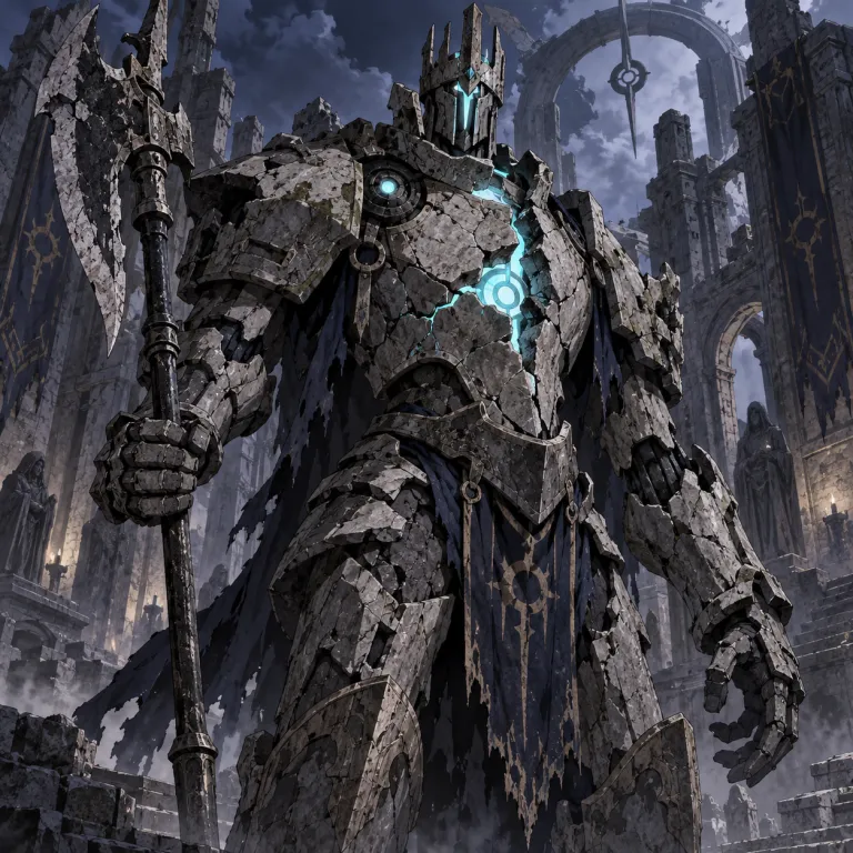 The Cracked Sentinel waits among the ruins.